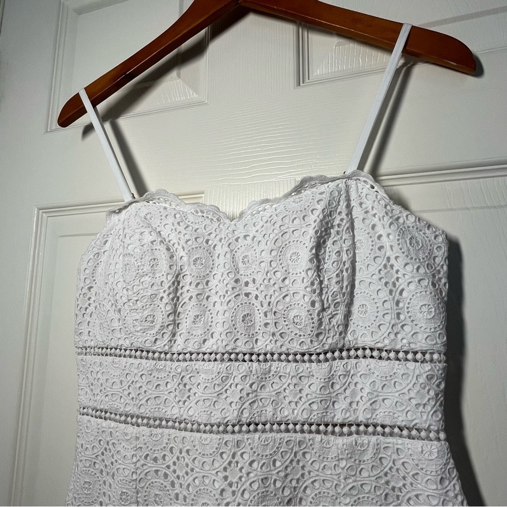 Lilly Pulitzer Jaida White Eyelet 100% Cotton Mini Dress Size 4 - Picture 4 of 13